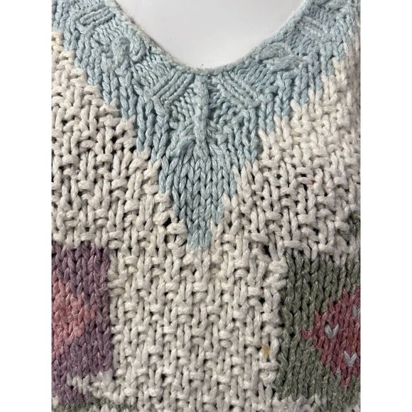 Vintage Huntington Ridge Womens Pullover Sweater Blue V Neck Chunky Hand Knit M - Picture 8 of 12